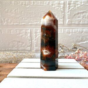 Gorgeous Small Red Moss Agate Tower